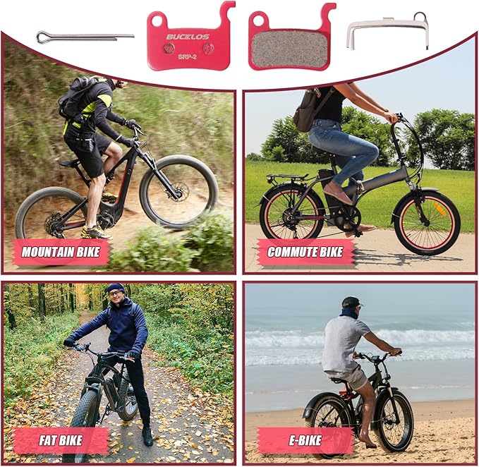 BUCKLOS Bike Disc Brake Pads - Bicycle Disk Brake Pads for Zoom/Shimano Deore XT XTR LX SLX Hone Alfine Saint for Ebike/Mountain Bike/Electric Bike/Road/Scooter