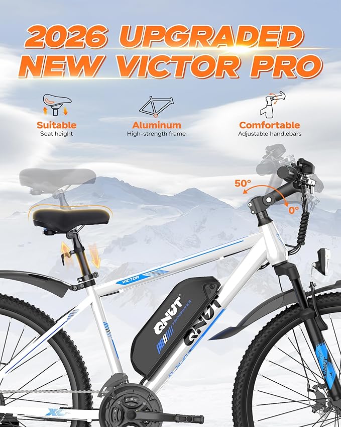 350W Full Aluminum Electric Bike for Adults & Teens, Upgraded Adjustable Handlebars, 21-Speed 26" Commuter E-Bike with Dual Disc Brakes, 40-Mile Range, Mountain Bike for Men/Women