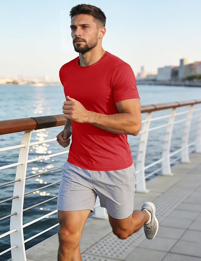 MAGCOMSEN Men's Short Sleeve UPF 50+ T-Shirt Quick Dry Workout Athletic Running Swim Tops Tee Rash Guard Performance Shirts