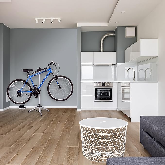 RaxGo Bike Storage Rack, Bicycle Stand for Garage & Apartments, Adjustable Height, Freestanding & Foldable Design, Fits Mountain, Road & Other Styles, for Indoor Use