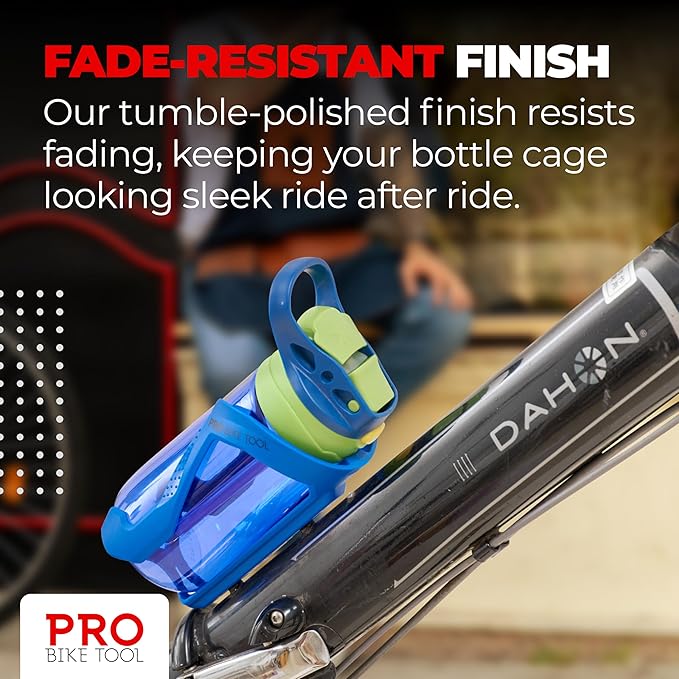 Pro-Bike Tool Bike Water Bottle Cage - Nylon & Glass Fiber - Lightweight 46g - Secure Retention - Fits 20-32 oz Bottle - Quick Install with Stainless Steel Bolts - Blue - Road & Mountain Bikes