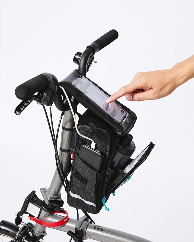 Vincita Supernova Stem Bag – 3-in-1 Bike Cockpit Organizer with Waterproof Phone Mount & Bottle Holder – KLICKfix Quick-Release Adapter – 2L Handlebar Storage for Folding Bikes & Commuters