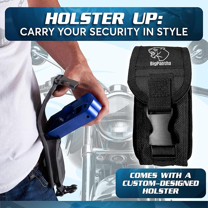 Heavy Duty Motorcycle Grip Lock - Brake/Handlebar/Throttle Lock Secures Bike, Scooter, Moped, ATV in 5 Secs! - Anti Theft with Free Holster (Blue)