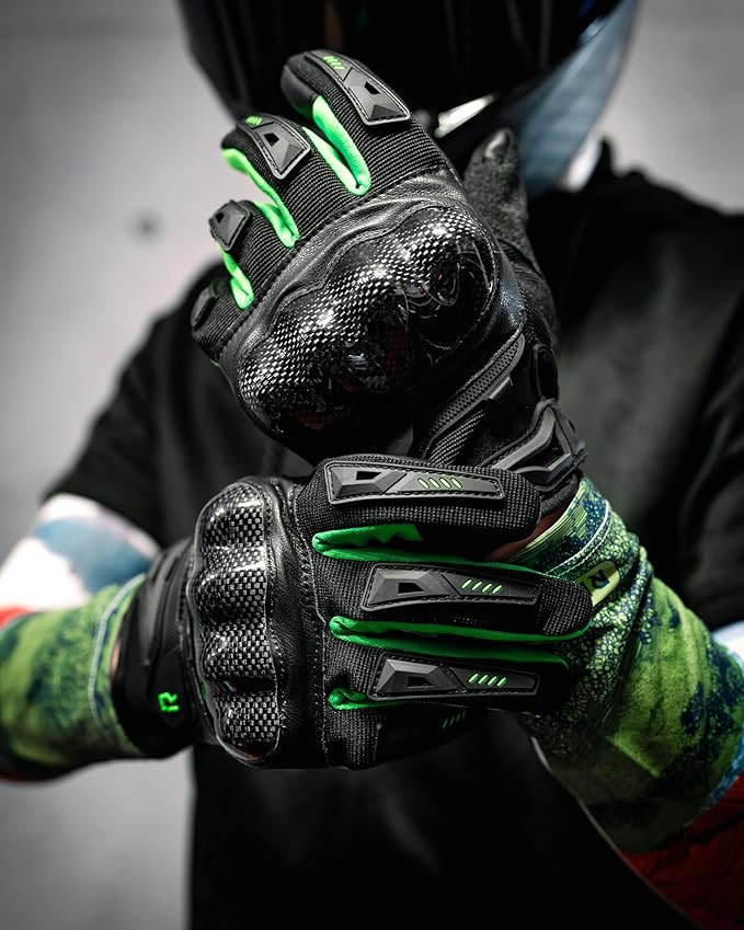 IRON JIA'S Motorcycle Gloves for Men and Women, Summer Touchscreen Riding Gloves with Carbon Fiber Protection for Road Racing, Dirt Bike, BMX, ATV M