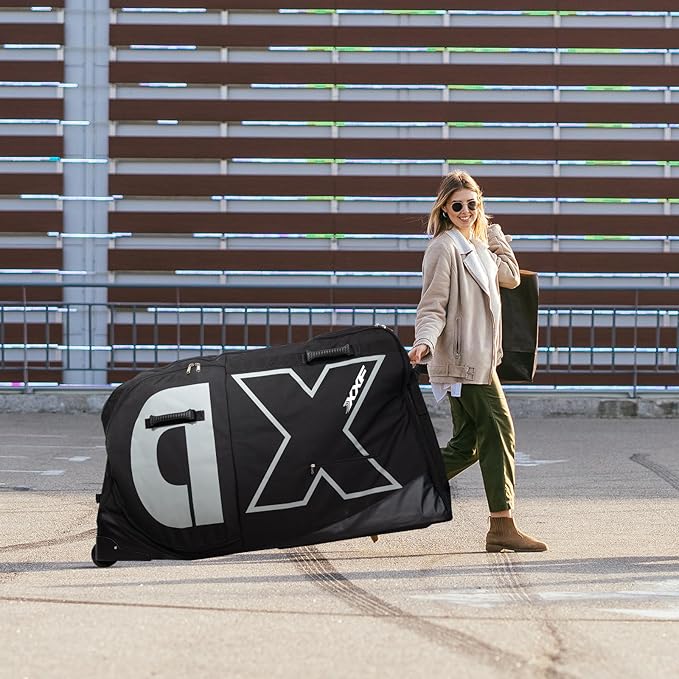 Bike Travel Case & Bike Travel Bag - Bicycle Pro Transport Equipment for Air Flights - Oversized Capacity, Waterproof Fabric with 4 Aluminum Support Bars, Wheel Protection Tubes & YKK Zippers