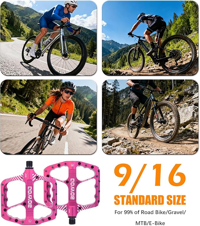 Bike Pedals 9/16" Lightweight Non-Slip Bicycle Platform Pedals - Fits Most Adult Bikes & Mountain Bikes &MTB, Road Bikes and Slip-Resistant Design
