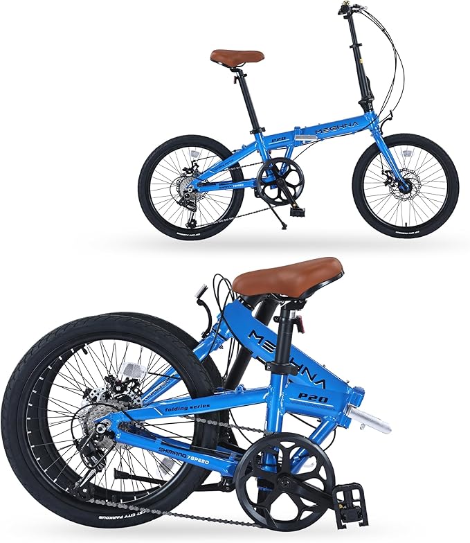 20 Inch Folding Bike with 7-Speed Shifter，Heavy Duty Folding Bike Up to 330LBS-Lightweight Aluminum Alloy Frame，Folding Commuter Bike for Women/Men/Adult/Youth,Adjustable Stem，3 Colors