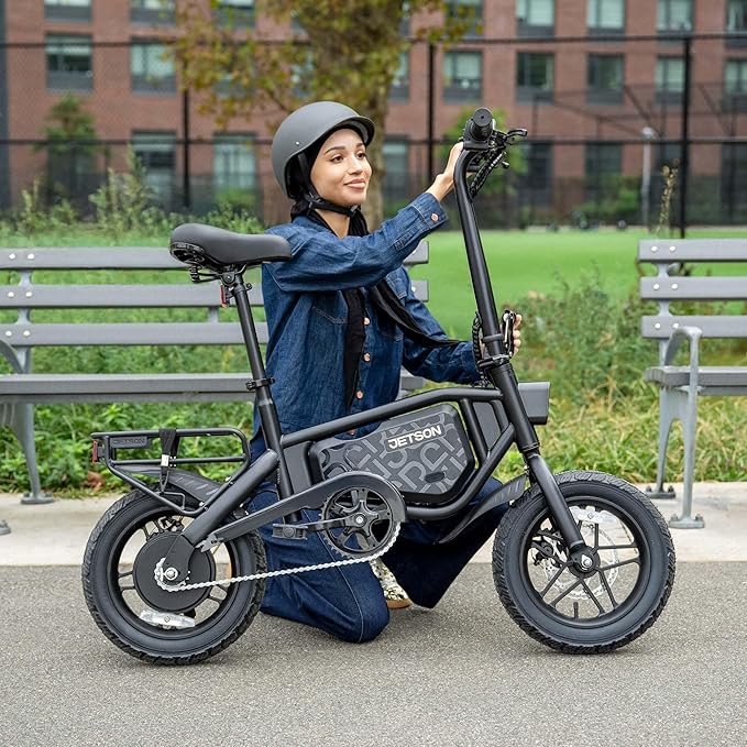 Jetson Bolt Electric Bike, Foot Pegs, Easy-Folding, Built-in Carrying Handle, Twist Throttle, Cruise Control, Up to 15.5 MPH, Range Up to 15 Miles, Ages 13+