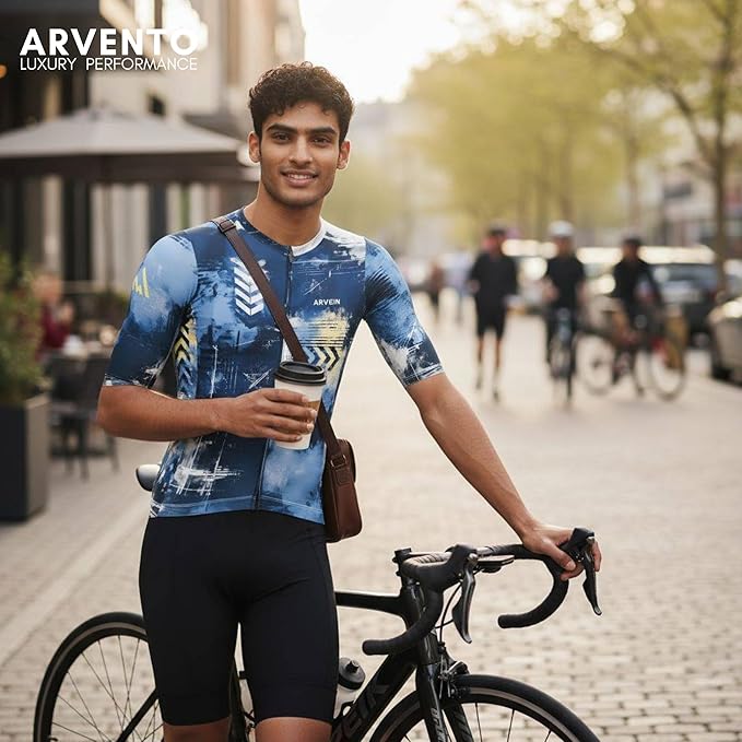 ARVENTO Unisex Cycling Jersey – Performance Fit, Breathable & Quick-Dry Short-Sleeve Road Jersey, 3 Rear Pockets