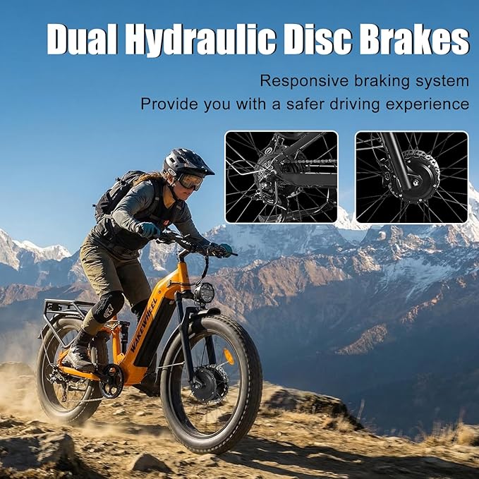 8000w Electric Bike for Adults, 60V 32Ah Battery Ebike, Fat Tire & Long Range Electric Bicycles, 210Nm Mountain Bike Full Suspension, Hydraulic Brake Electric Bicycle