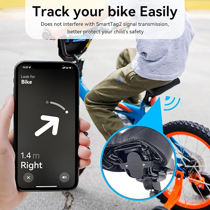 DDJ Bike Mount Compatible with Samsung Smart Tag 2 Case, Hidden Under Bicycle Seat, Anti-Theft Bike GPS Tracker Mount for Galaxy Smart Tag 2 with Security Screws, for Mountain Bikes, Electric Bicycle