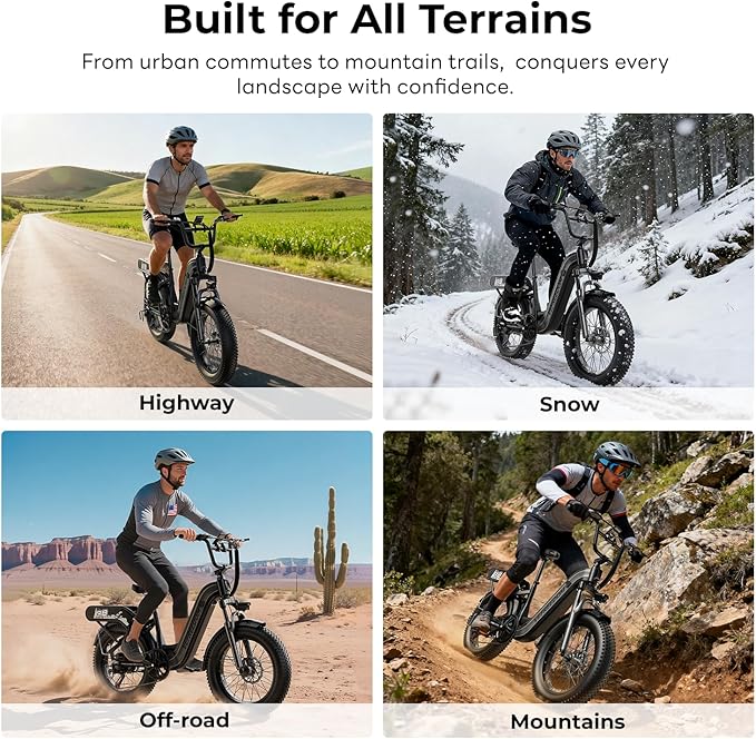 1500W Electric Bike for Adults,48V 20Ah Removable Battery Fast Ebike,Max 70Miles & 30MPH,20" x4.0 Fat Tire Electric Mountain Bike,7-Speed, Step-Thru Commuting Bicycle