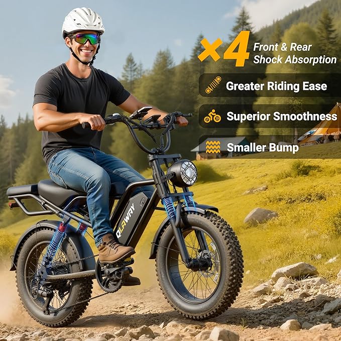 20" Fat Tire Electric Bikes for Adults, 750w Electric Dirt Bike with Full Suspension, 48V 18AH Battery Moped, 31MPH(50KM/H) Max Speed, 40-70 Miles Long Range Motorcycle Ebikes