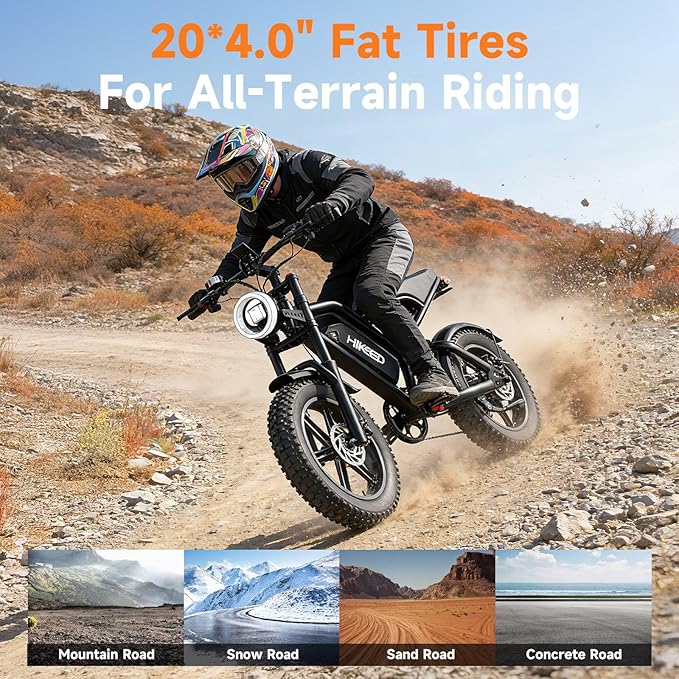 Electric Bike for Adults, 1500W-3000W Peak Ebike with Full Suspension, 20" x 4.0 Fat Tire Retro Scrambler Moped Style, 48V/52V Long Range All-Terrain Electric Bicycle, UL 2849 Certified