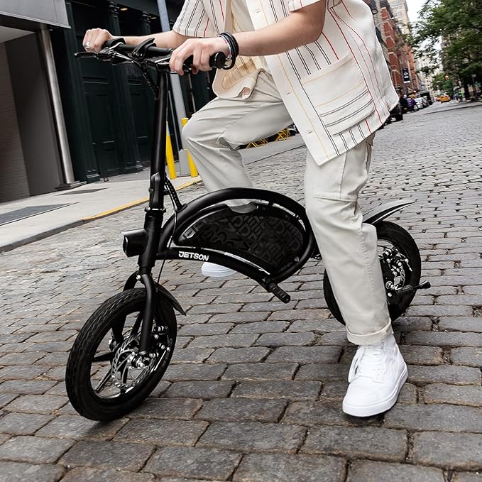 Jetson Bolt Electric Bike, Foot Pegs, Easy-Folding, Built-in Carrying Handle, Twist Throttle, Cruise Control, Up to 15.5 MPH, Range Up to 15 Miles, Ages 13+