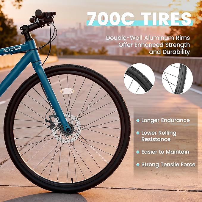NAIZEA 700C Hybrid Bike for Adults, Aluminum Frame Step-Over Bicycle, 8-Speed Vintage Retro Road Bike for Men and Women, City Commuter Cycling, Multiple Colors