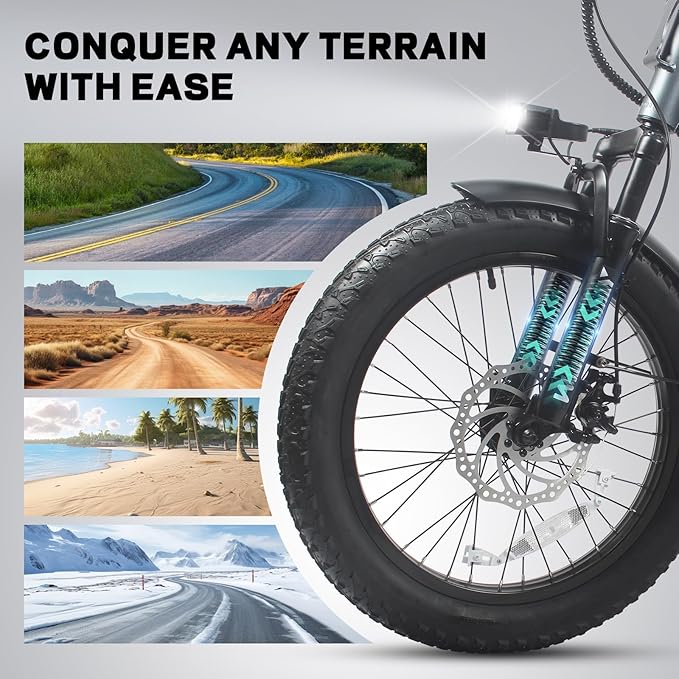 Wildeway Folding Electric Bike for Adults, FW11-Lite 750W Motor, 48V 15Ah Removable Battery, 20" x 3.0" Fat Tire E-Bike, 30MPH Top Speed, Step-Thru Frame, Foldable Ebike Commuter & Off-Road