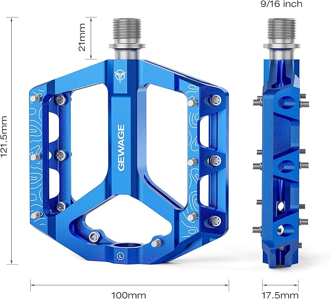 Road/Mountain Bike Pedals -Non-Slip Bicycle Flat Pedals Aluminum 9/16" - 3 Sealed Bearing Lightweight Platform Pedals for Road Mountain BMX MTB Bike