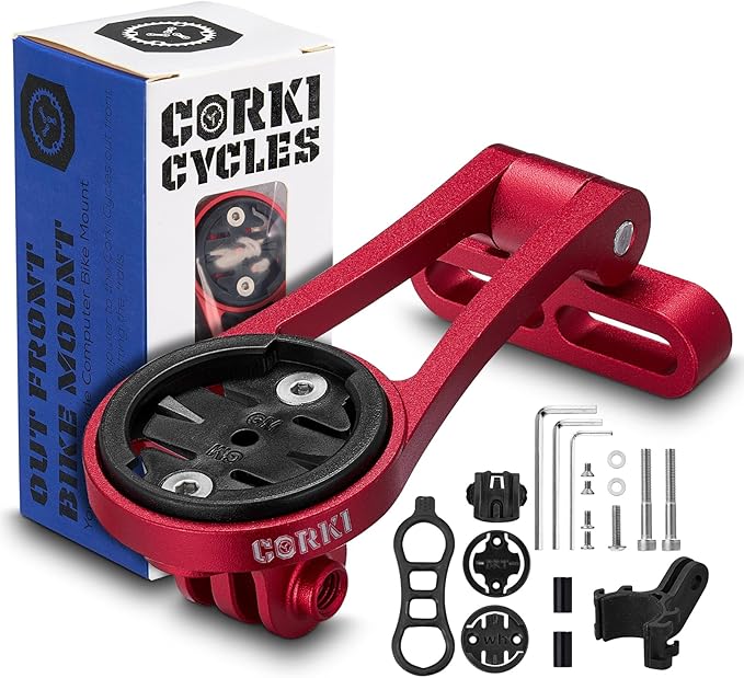 corki Out-Front Extended Bike Computer Mount Compatible for Wahoo/GM/Bryton/Cateye Adjustable Angle Gopro Combo Mount for Wahoo Mini Wahoo Elemnt & Elemnt Bolt,Elemnt Roam GPS Bike Computer