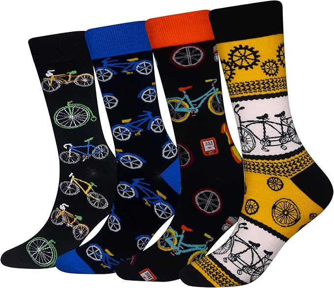 Cansok Men's 2/4 Packs Fun Crazy Novelty Dress Crew Socks
