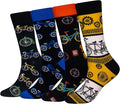 Cansok Men's 2/4 Packs Fun Crazy Novelty Dress Crew Socks