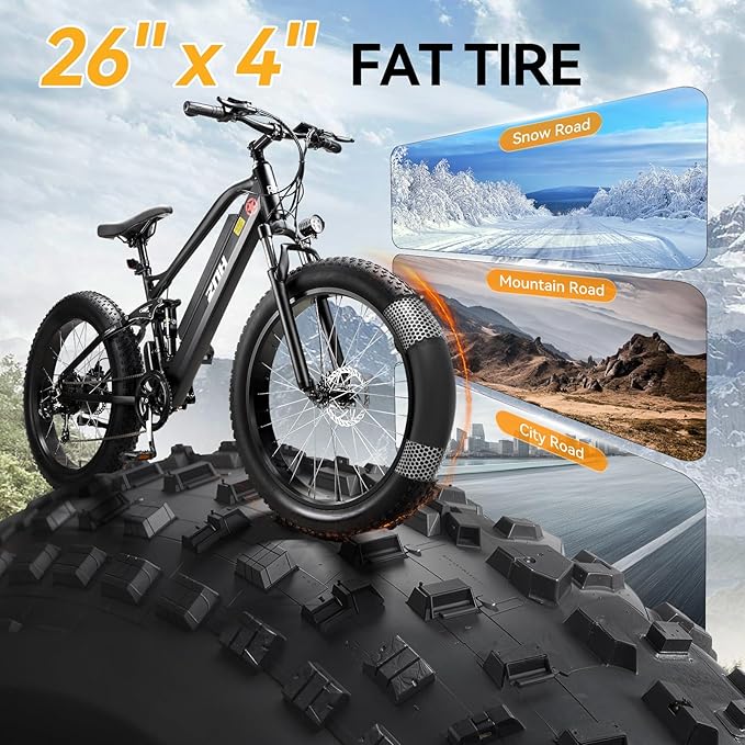 ZNH Electric Bike for Adults, 1000W Peak Motor 28MPH Mountain Ebike, 48V 13Ah Removable Battery Up to 65 Miles, 26" Electric Bicycle with 21-Speed Gear & Front Suspension, UL 2849 Certified