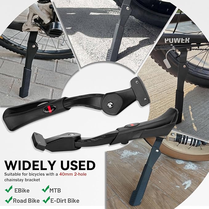 Adjustable Bike Kickstand Heavy Duty Rear Mount Kick Stand for 40mm 16-24 Inch Aluminum Kickstand for Adult Kids Bike Mountain Bike Ebike Mini Bike Electric Dirt Bike MTB