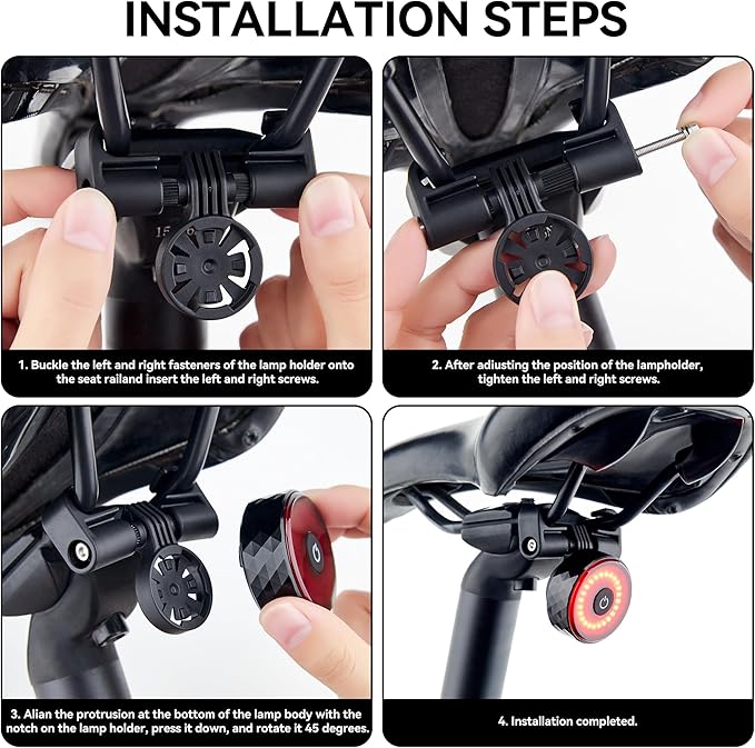 Bike Tail Light with Tracker, GPS Tracker(Work with Apple Find My,iOS Only),Type C USB Rechargeable 5 Light Modes, IPX6 Waterproof,Bicycle Taillight Road Mountain Night Riding Cycling Safety Flash
