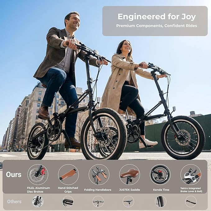 16 Inch Folding Bike for Adults, Instant 1-Second Fold Technology, Lightweight 33lbs Commuter Bicycle, 95% Pre-Assembled, 7-Speed Gear System, Ultimate Space-Saver Foldable Bike for City Travel