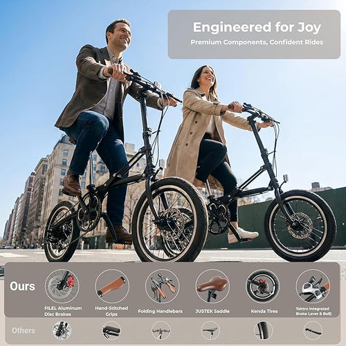 16 Inch Folding Bike for Adults, Instant 1-Second Fold Technology, Lightweight 33lbs Commuter Bicycle, 95% Pre-Assembled, 7-Speed Gear System, Ultimate Space-Saver Foldable Bike for City Travel