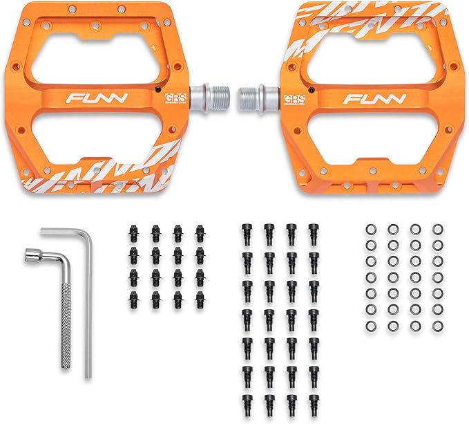 Funn Funndamental Flat Pedals - Wide Platform Bicycle Pedals for BMX/MTB Mountain Bike, Adjustable Grip for Outstanding Stability, 9/16-inch CrMo Axle