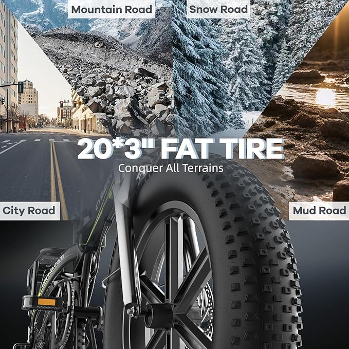 1000W Folding Electric Bike for Adults,75+ Miles,30+MPH,48V 20.8Ah Removable Battery,20" Fat Tire Electric Bike,Front Suspension 7-Speed Commuter Ebike,UL Certified