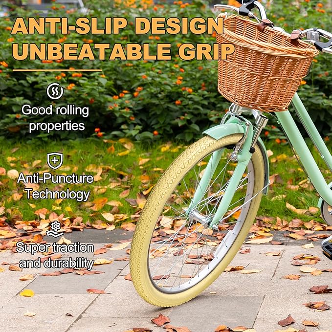 Hycline 26x2.125 Cruiser Bike Tires Set: 2-Pack 26-inch Premium Butyl Rubber High-Performance Folding Replacement Bicycle Tires for Beach Cruiser and Urban Commuting Bicycle