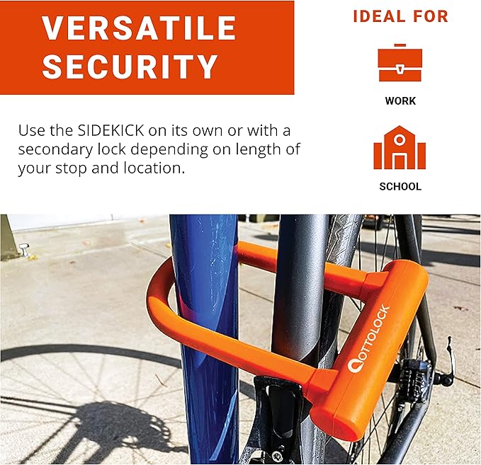 OTTOLOCK Sidekick Compact U-Lock - Heavy Duty Anti Theft Bicycle U-Lock with Keys, Silicone-Coated, Bike Accessories, Blue