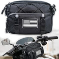 Universal Black Motorcycle Handlebar Bag - Water-resistant American Flag 1680D Tool Bag for Motorbike, Cruiser, Softail, Dyna, Sportsters, Dirt Bike, ATV