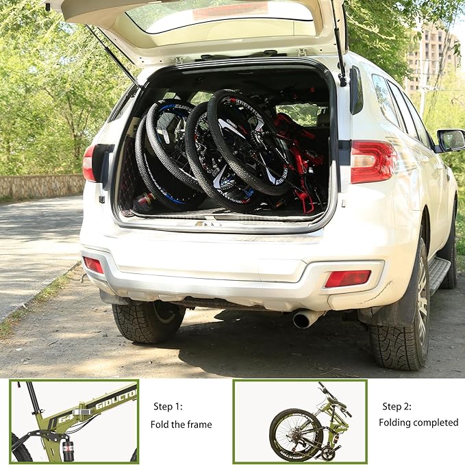 26 Inch Folding Bike, 21 Speed Full Suspension Mountain Bike for Adults/Men/Women Bicycle