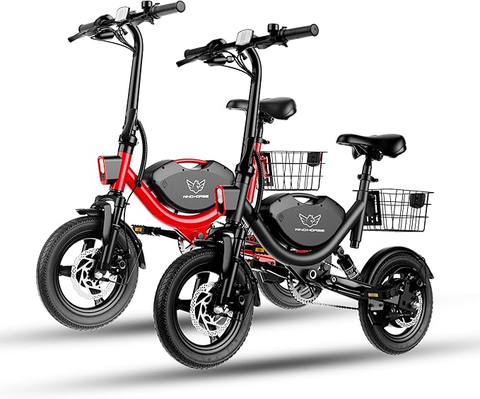 Electric Bike with Basket, 14" Folding Ebike 22 MPH, 35 Miles Range, Dual Suspension, 715W Peak Brushless Motor with 30° Uphill, Adjustable Seat, Commuter Electric Bicycle for Adults 330LBS Load