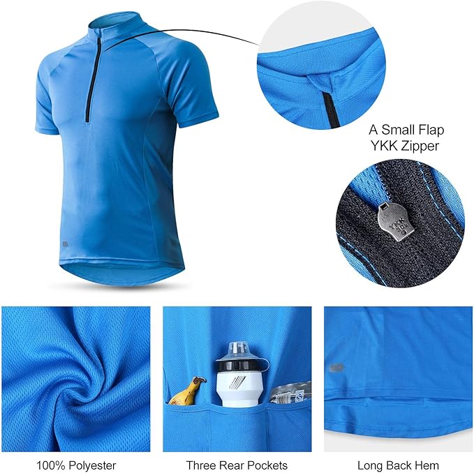 INBIKE Men's Cycling Jerseys Moisture Wicking Short Sleeve Quick Dry Bike Jersey Long Sleeve Running Tops Breathable