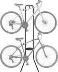 Retrospec Double Decker Vertical Garage Bike Rack - Free Standing Floor Storage Stand for 2 Bikes, 80lb Capacity, No Drilling Required - Adjustable Arms & Rubber Bumpers