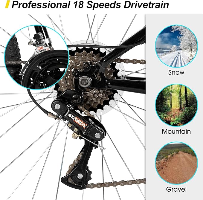 HILAND Adult 26 Inch Mountain Bike, Mens Womens Bicycle, High-Carbon Steel Frame Mountain Bicycle, Sport MTB for Adults, Multi-Color