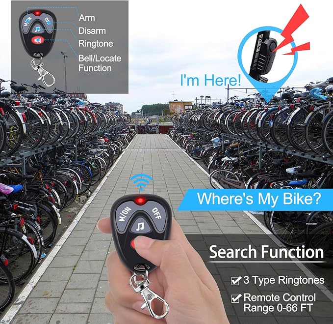 Bike Alarms 2Pack, Motorcycle Alarm with Remote, Electric Scooter Alarm System Anti Theft, Vibration Motion Sensor Security Adjustable Sounds & Sensitivity113dB Super Loud IP65 Waterproof