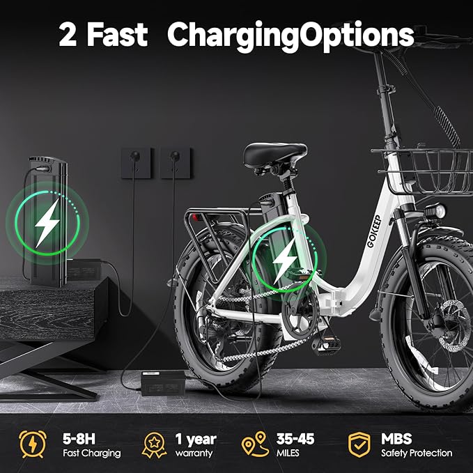 Electric Bike for Adults 20" Fat Tire1300W Peak Motor 52V 13AH Removable Battery Max Range 35 Miles,28MPH,Folding EBike with Shimano 7 Speed and Adjustable Seat