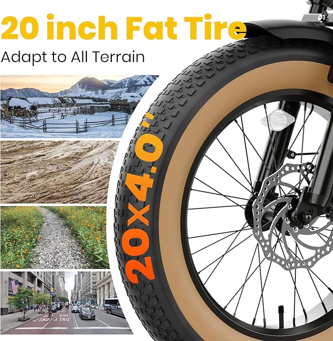 1800W Peak Electric Bikes for Adults 20" Fat Tire E Bike with 90 Miles Max Range 28 MPH Electric Bicycle Step-Thru Ebikes with 48V Removable Battery 7 Speed