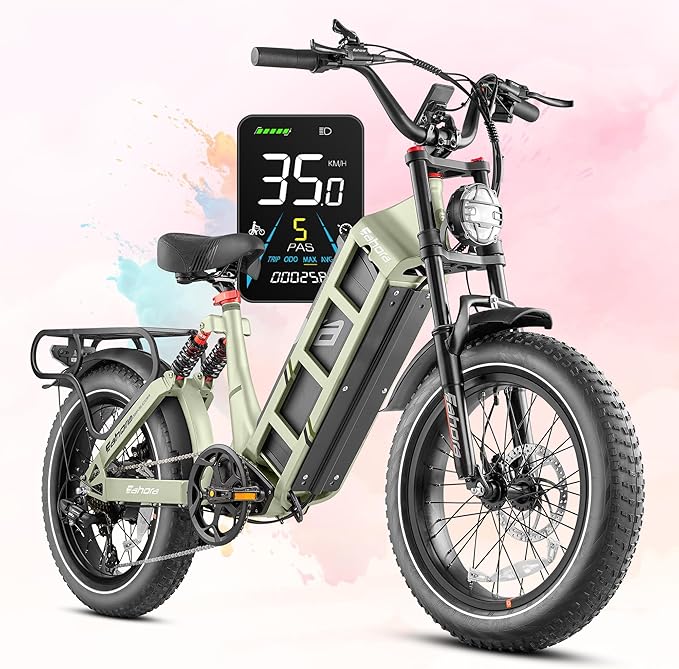 eAhora 2026 Juliet Pro 2 43-31Mph Electric Bike for Adults 5400W Dual Motor Ebike 60V/70Ah 48V/60Ah 200+Miles Long Range Electric Bicycle 20" Fat Tires Full Suspension Electric Mountain Bike