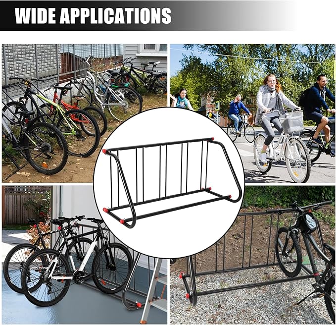 Commercial Grid Bike Rack - Heavy Duty Metal Floor Bike Stand, Outdoor Bicycle Rack for Garage, School, Outdoor Parking, Bike Shop, 5-Bicycle Capacity (Single & Double Sided)