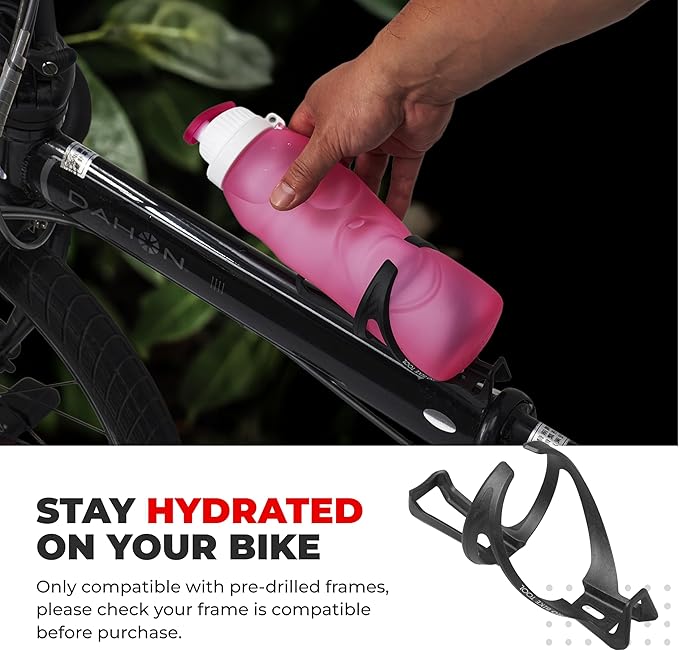 PRO BIKE TOOL Carbon Composite Water Bottle Cage - Lightweight Bike Bottle Holder for Road and Mountain Bikes - Fits 20-33oz Bottles, Easy Installation, High Collar Design - Black, 6.1 x 2.9 in