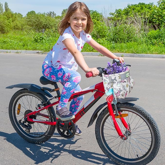 RAYMACE Kids Bike Basket,Children's Bike Basket Front,Waterproof Bicycle Basket Handlebar Bag for Girls,Boys Toddlers Bike or Scooter Accessories