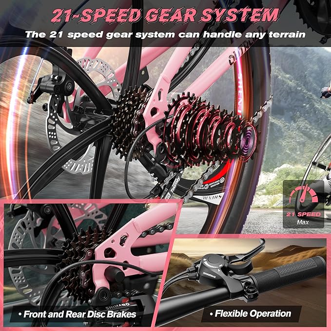 26" Foldable MTB – 21-Speed Full Suspension, High-Carbon Steel Frame, Dual Disc Brakes & Quick-Release Tires – Adults & Teens (Multiple Colors)