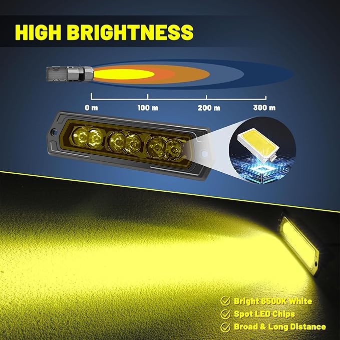 Flush Mount LED Pods, YCHOW-TECH 7inch 12,000LM Amber CREE LED Driving Lights Spot Beam Reverse Backup Light Flush Light Bar Off Road Lights Work Light for Truck Pickup UTV ATV SUV Boat 4x4 Car