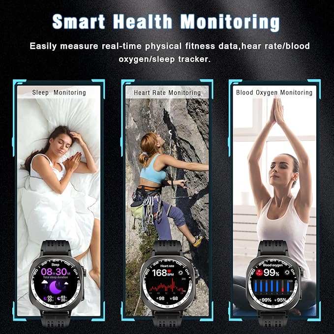 Military Smart Watches for Men(Answer/Make Call), AMOLED 1.43" Smartwatch, Flashlight/130+ Sports/Heart Rate/Sleep Monitor/Fitness Activity Tracker, IP68 Waterproof Fitness Watch for Android iOS